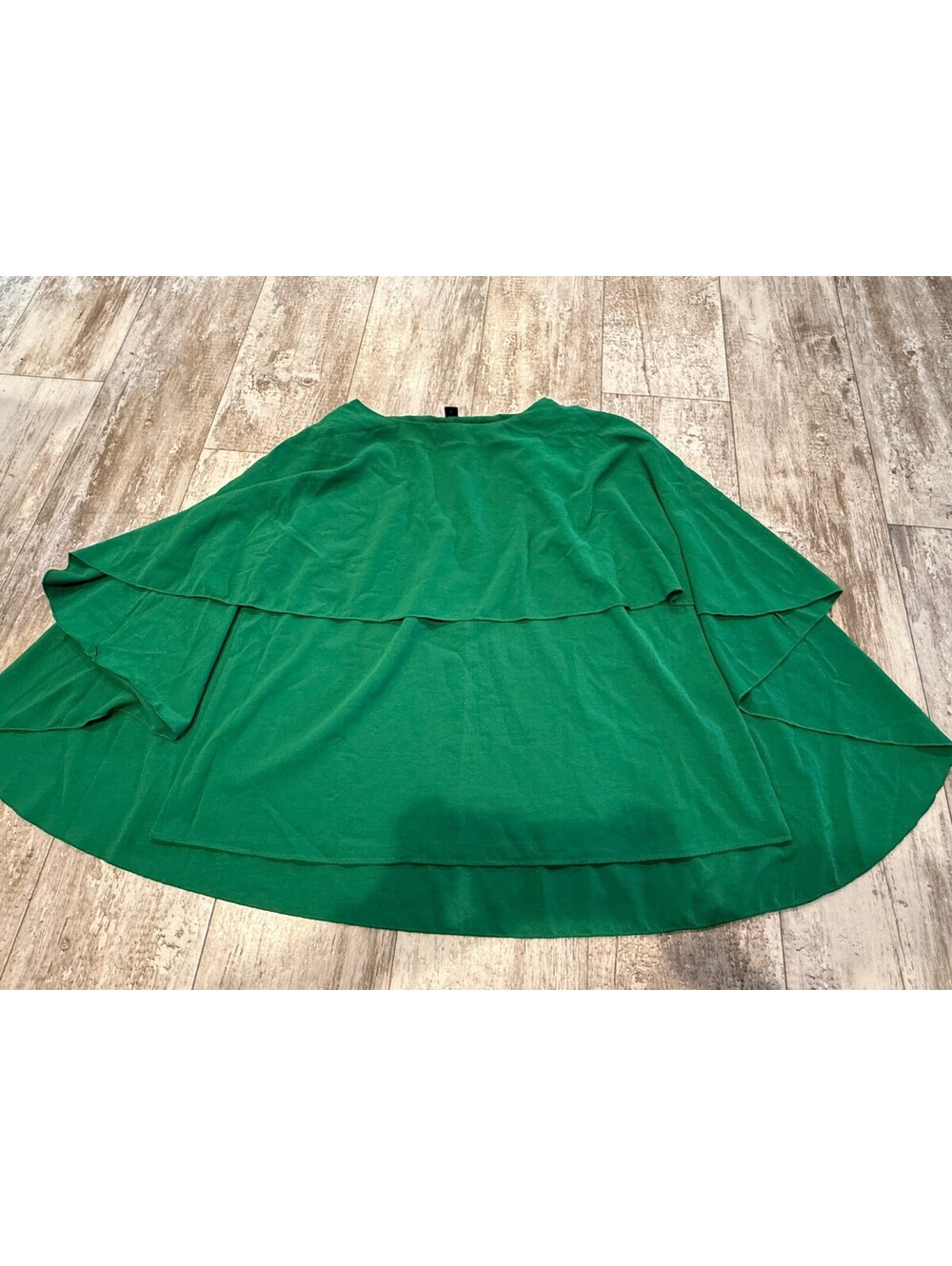 SHEIN Curve Womens 3XL Green Layered Ruffle Cape Blouse Plus